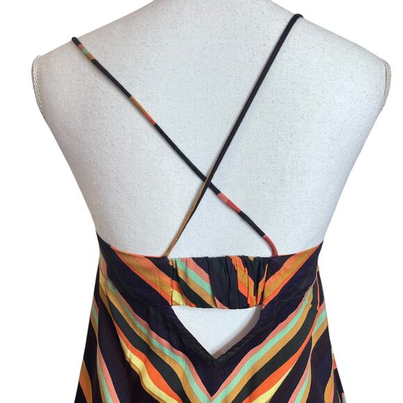 Anthropologie Runi Striped  Slip Dress ChevronMidi Crisscross Back Flowy Boho XS - Picture 6 of 13